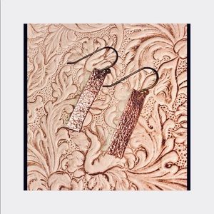 ROSE GOLD LEATHER BAR EARRINGS on HIPPIE WIRES